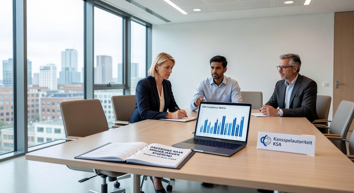 Afbeelding van KSA-logo met sloten en leeftijdsborden, symboliserend strenge online gokregels voor minderjarigen