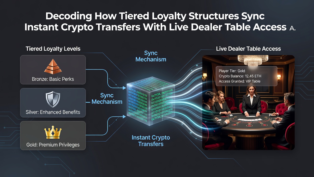 Diagram van data synchronisatie tussen crypto transfers en live dealer toegang