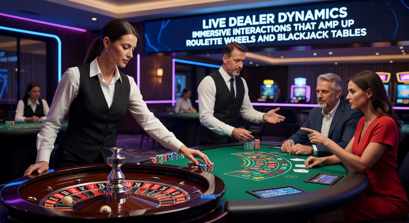 Dealer deelt kaarten uit aan virtuele blackjacktafel, met spelerschats zichtbaar en close-up van de kaarthand