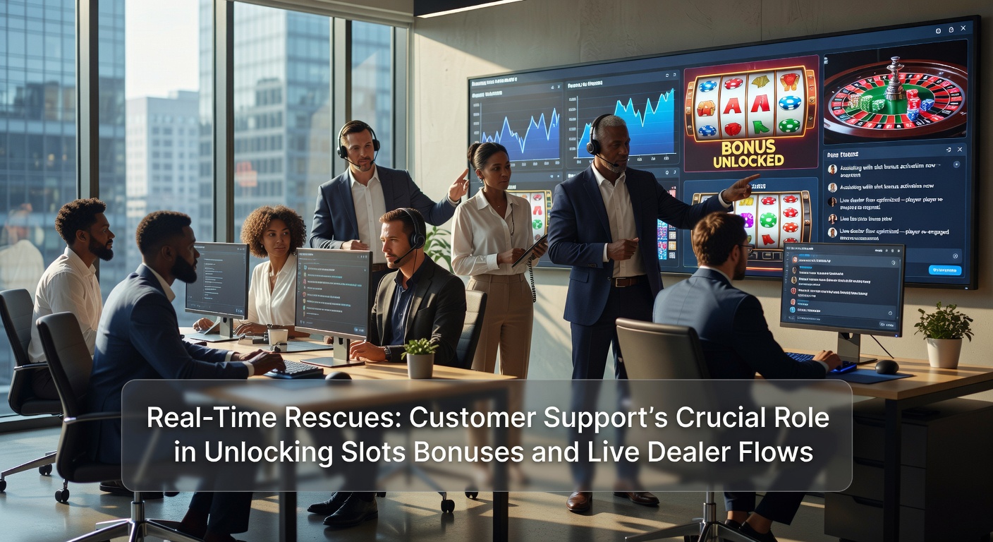 Klantenservice-agent helpt speler real-time met slotbonus-activering, scherm met chatvenster en bonusmelding zichtbaar