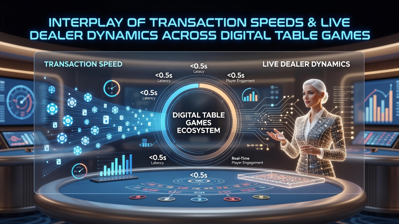 Illustratie van snelle transacties en live dealers aan digitale tafelspellen